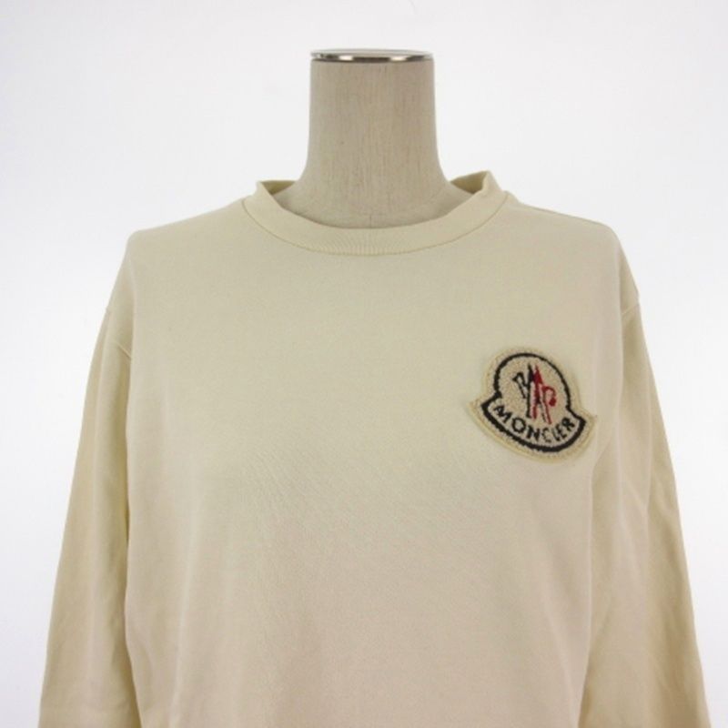 Moncler Felpa Girocollo Sweatshirt Logo Patch Fleece White