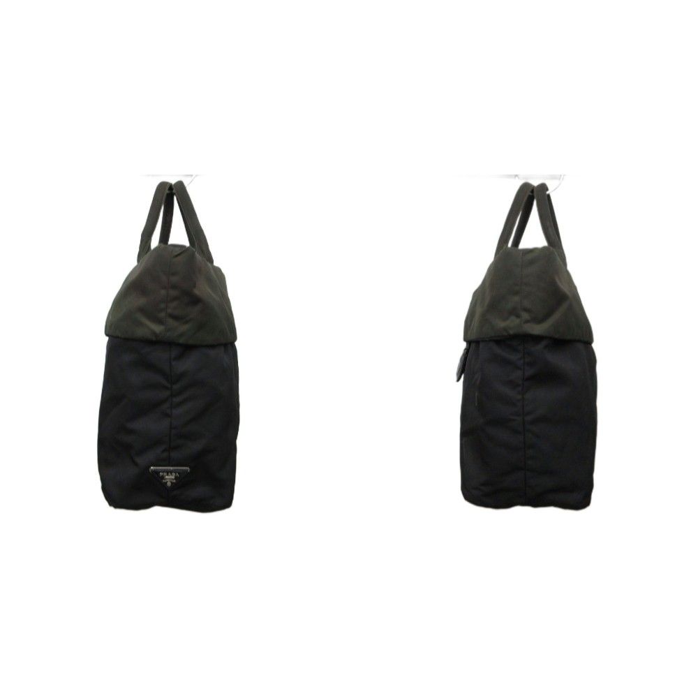 Prada Tessuto Double Logo Tote Nylon Khaki Black