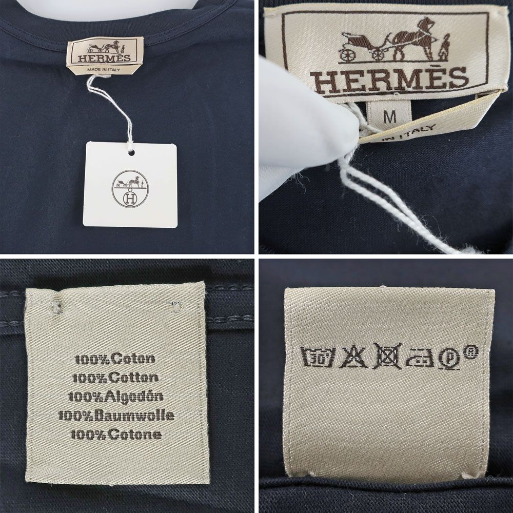 Hermes Quarter Bash T-Shirt M Bolduc Marine Navy Short Sleeve Horse Not