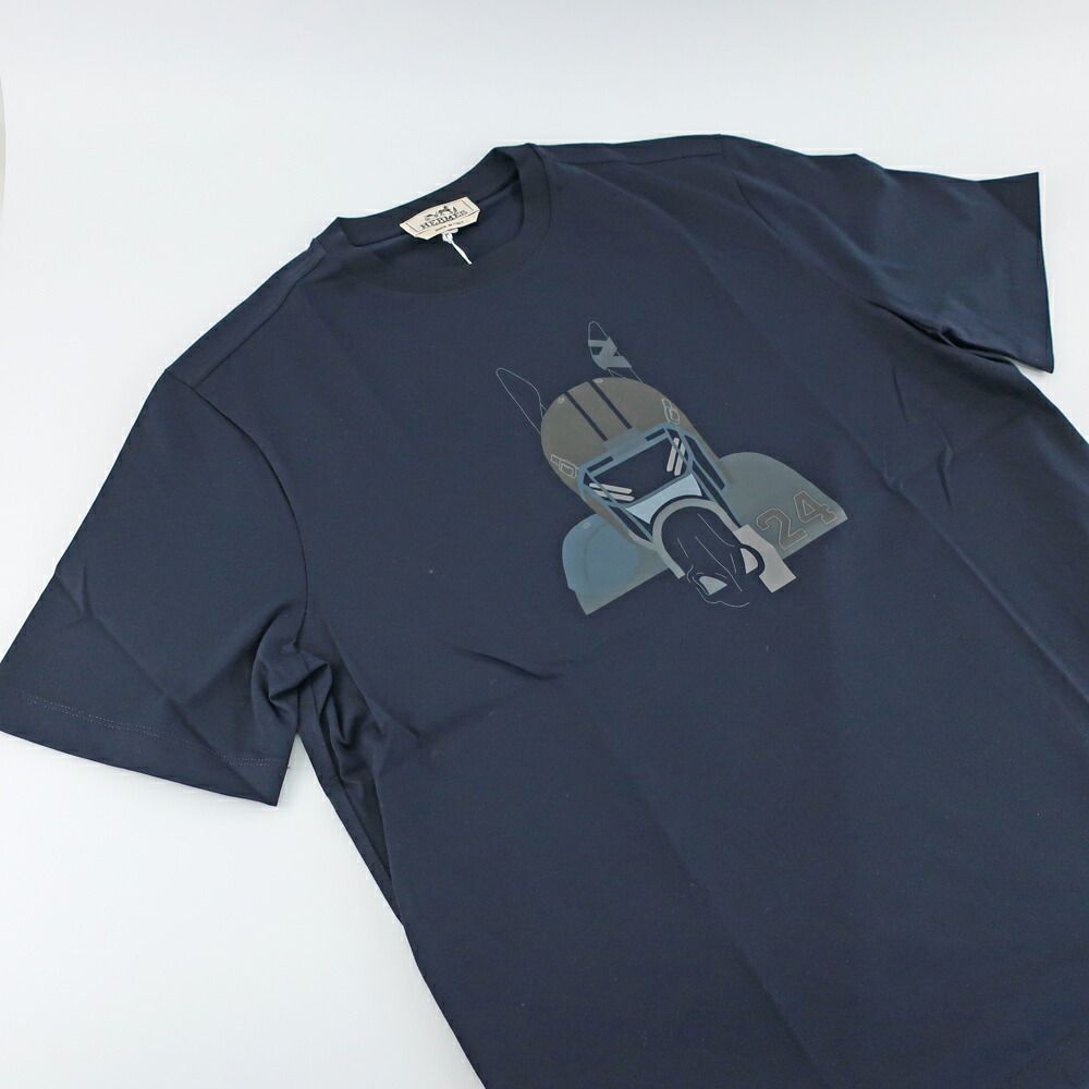 Hermes Quarter Bash T-Shirt M Bolduc Marine Navy Short Sleeve Horse Not
