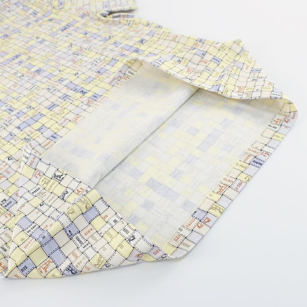 Hermes Micro T-Shirt 36 Bolduc Plaid Pattern Yellow Short Sleeve