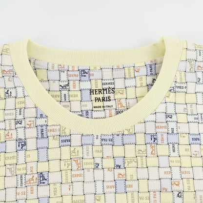 Hermes Micro T-Shirt 36 Bolduc Plaid Pattern Yellow Short Sleeve