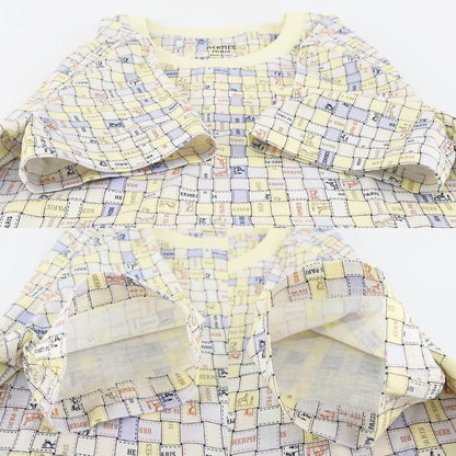 Hermes Micro T-Shirt 36 Bolduc Plaid Pattern Yellow Short Sleeve
