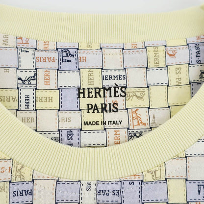 Hermes Micro T-Shirt 36 Bolduc Plaid Pattern Yellow Short Sleeve