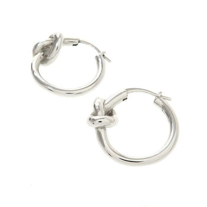 Celine Knot Small Rhodium Finish Brass Earrings