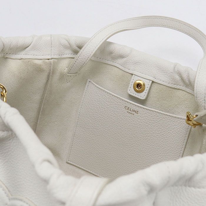 Celine Small Cabas Drawstring Triomphe Handbag Leather