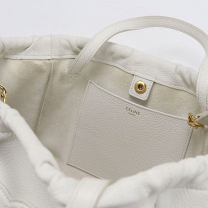 Celine Small Cabas Drawstring Triomphe Handbag Leather