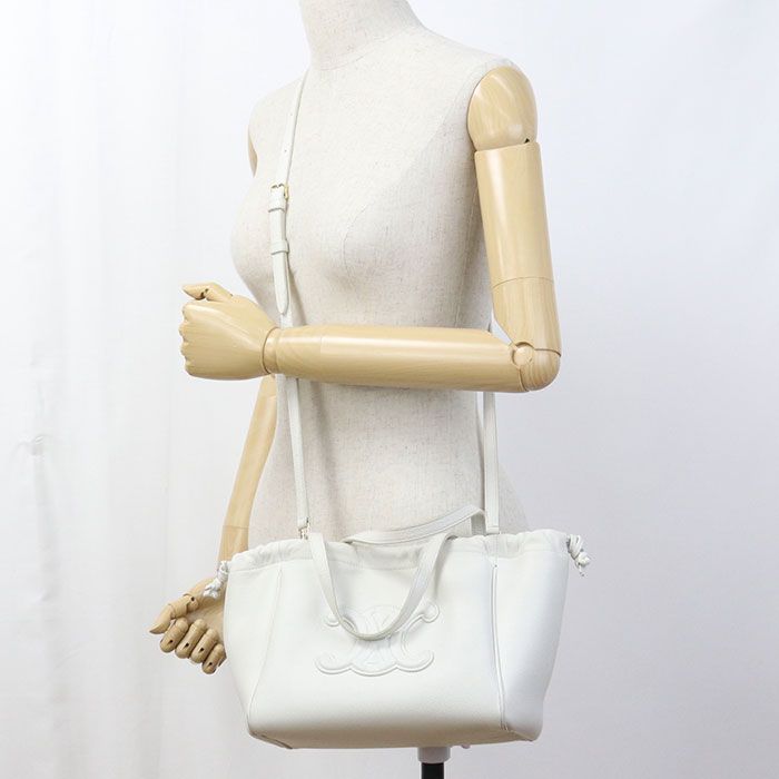 Celine Small Cabas Drawstring Triomphe Handbag Leather