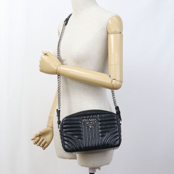 Prada Chain Diagram Shoulder Bag Leather