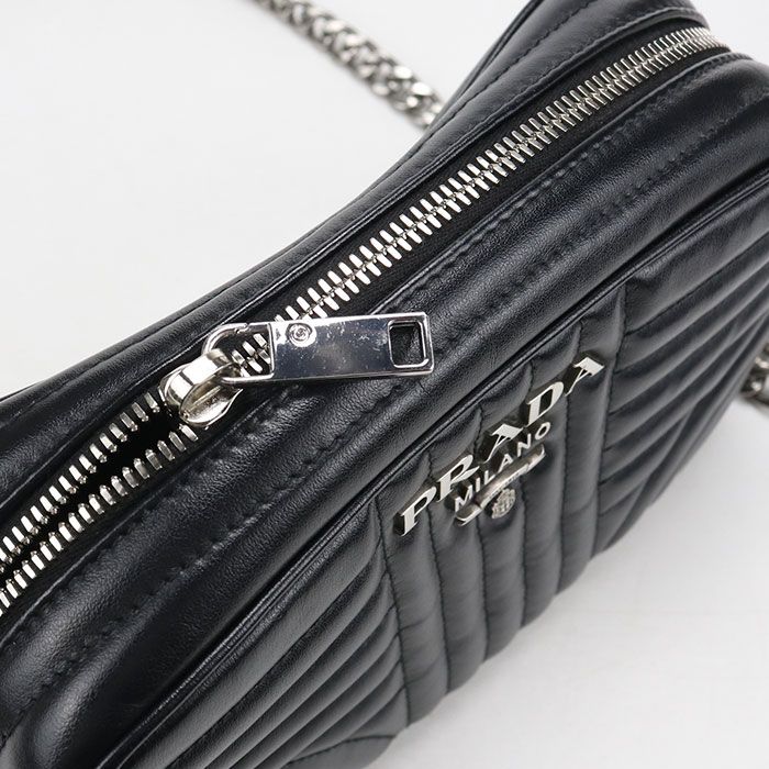 Prada Chain Diagram Shoulder Bag Leather