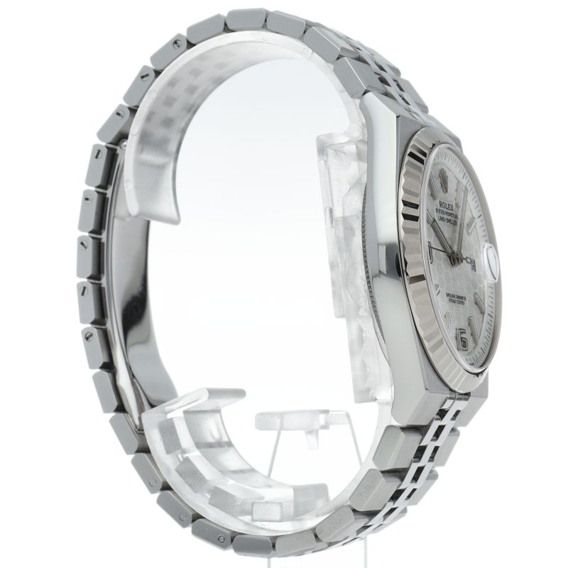 Rolex Land Watch Honeycomb Motif Box 18k White Gold SS
