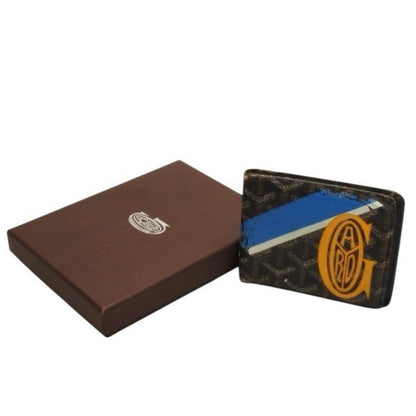 Goyard Bifold Wallet Card Case Herringbone Pattern Black