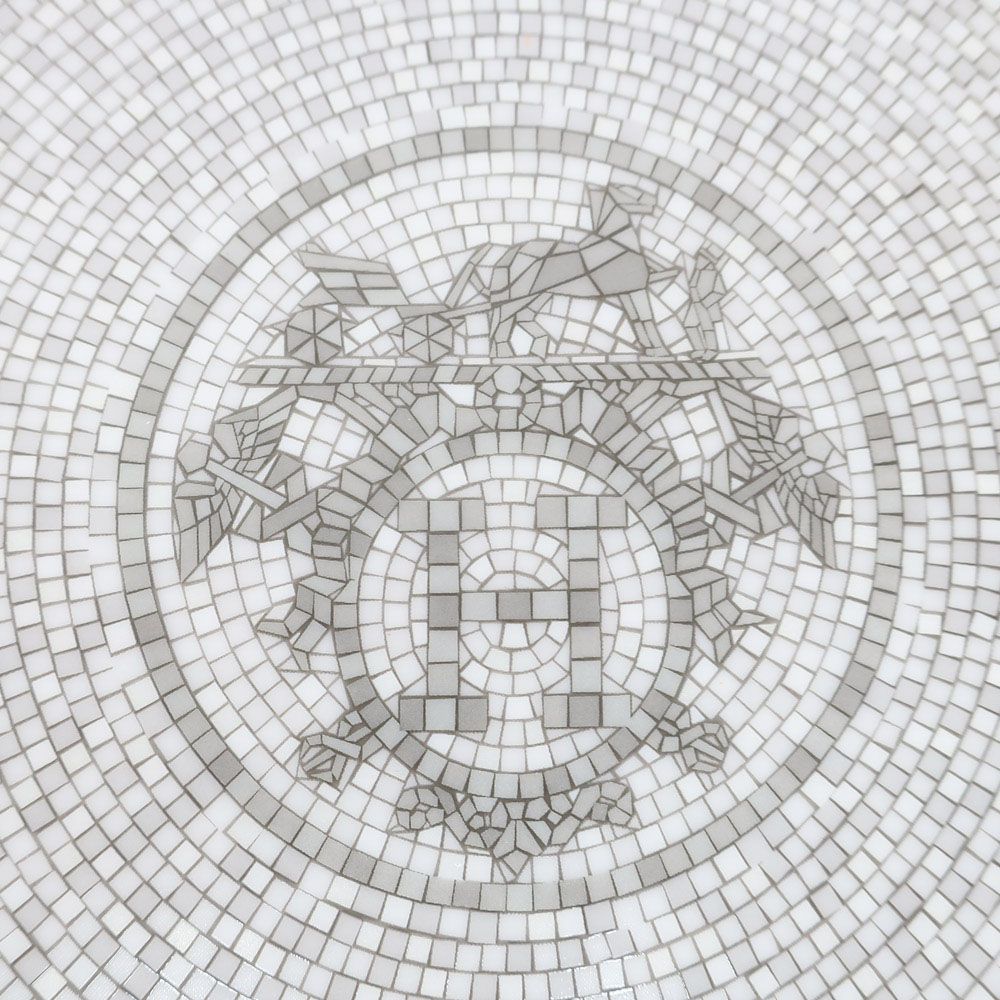 Hermes Dessert Plate Mosaic 24 Platinum 21 cm Silver Gray Tableware Interior