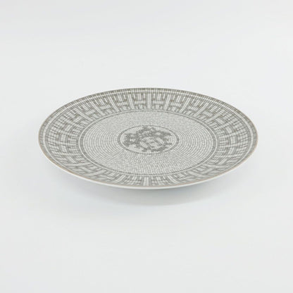Hermes Dessert Plate Mosaic 24 Platinum 21 cm Silver Gray Tableware Interior
