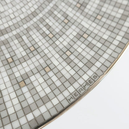 Hermes Dessert Plate Mosaic 24 Platinum 21 cm Silver Gray Tableware Interior