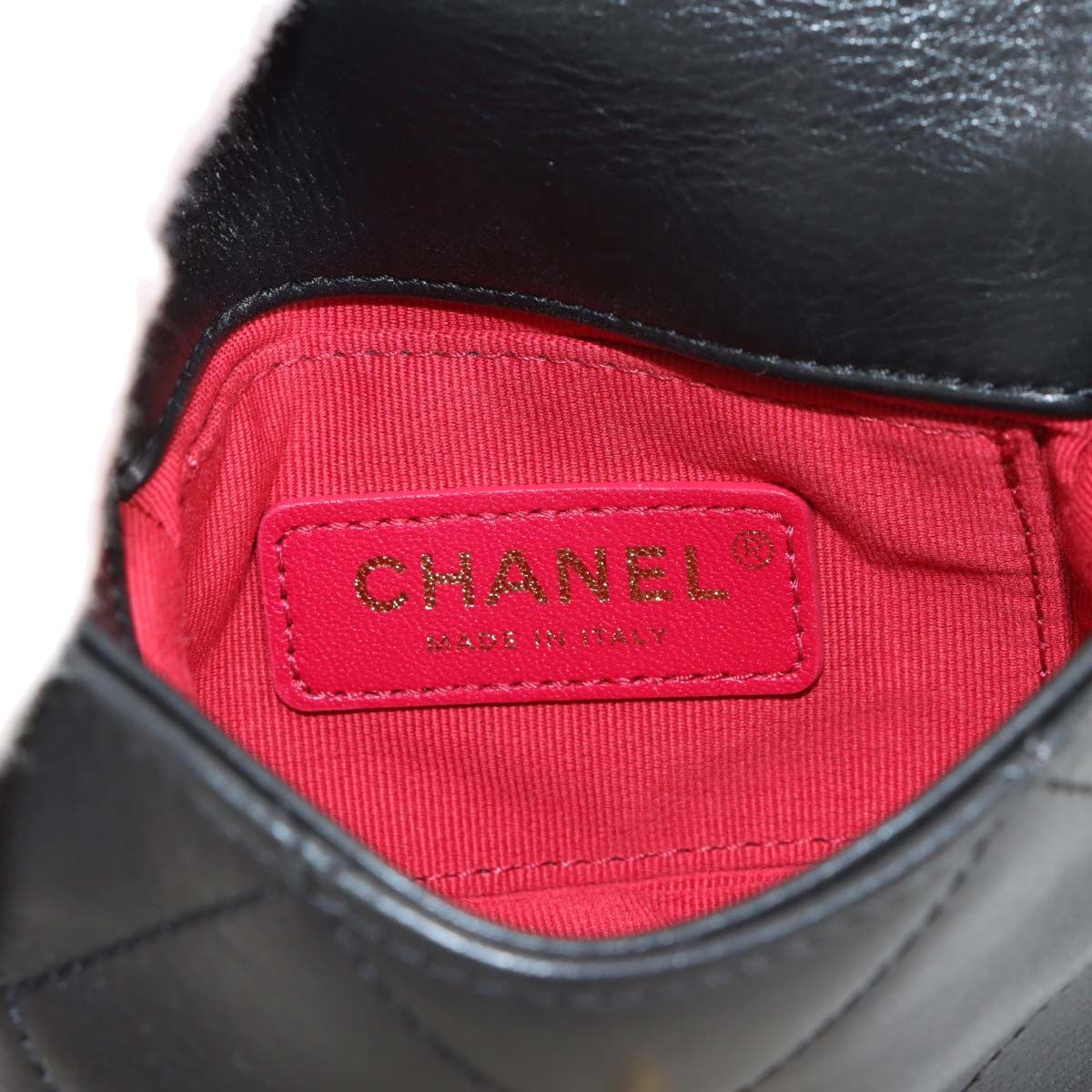 Chanel Mini Quilted Chain Shoulder Bag Leather Black Gold