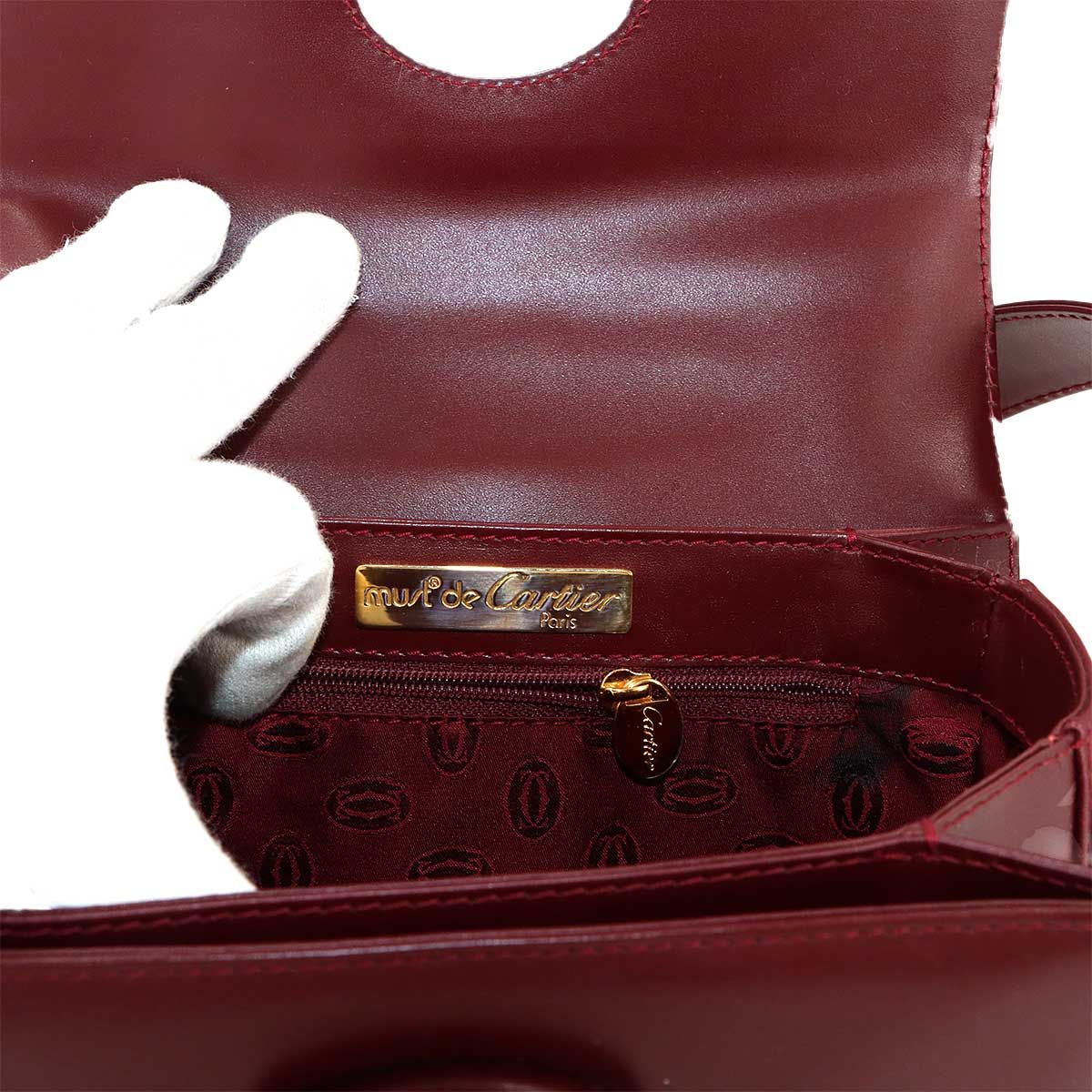 Cartier Must Line Shoulder Bag Leather Bordeaux Gold