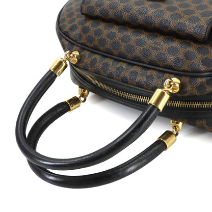 Celine Macadam Hand Bag Leather Black Brown Gold Vintage