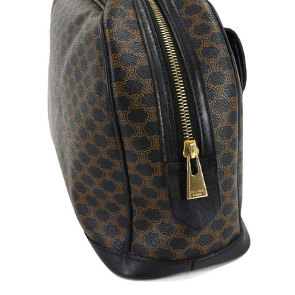Celine Macadam Hand Bag Leather Black Brown Gold Vintage