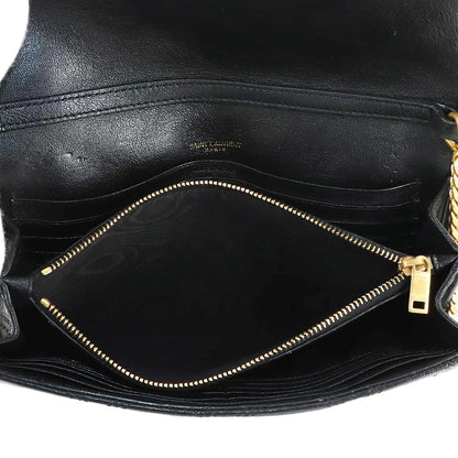 Saint Laurent Becky Chain Wallet Leather Black