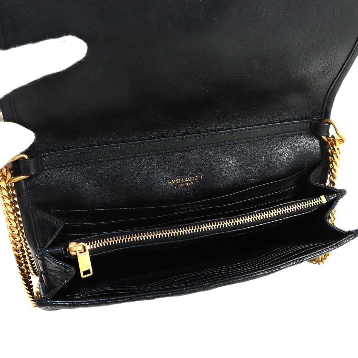 Saint Laurent Becky Chain Wallet Leather Black