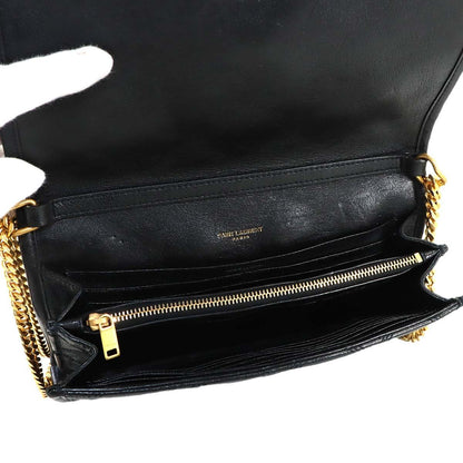 Saint Laurent Becky Chain Wallet Leather Black