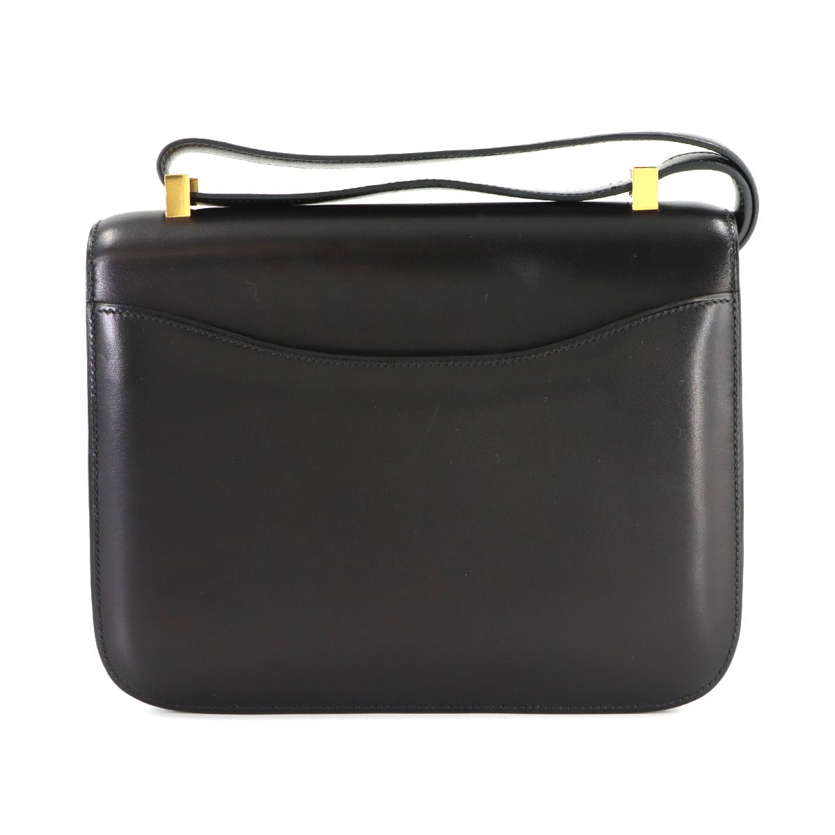 Hermes Constance 23 Guilloche Shoulder Bag Box Calf Leather Black