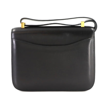 Hermes Constance 23 Guilloche Shoulder Bag Box Calf Leather Black