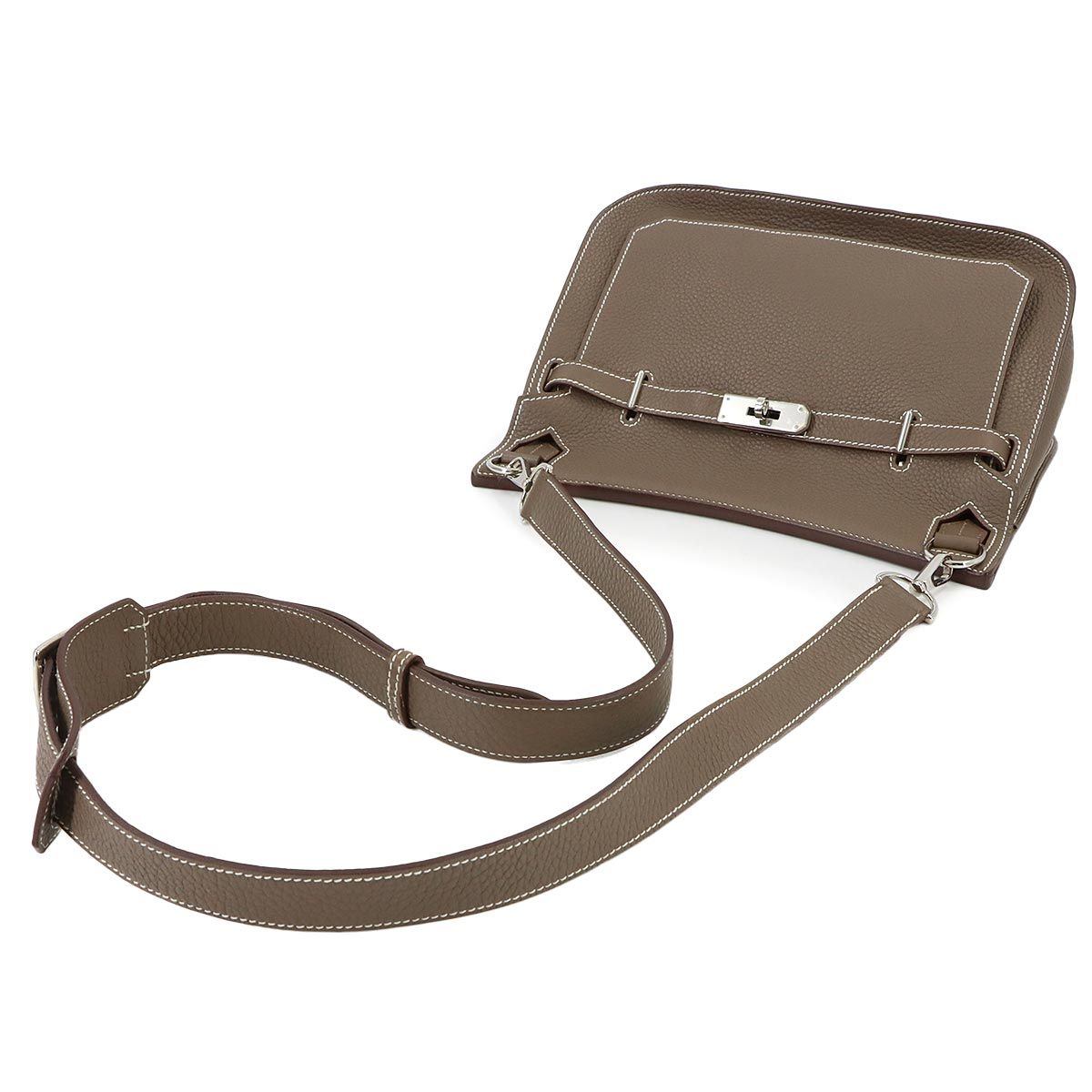 Hermes Jypsiere 28 Shoulder Bag Taurillon Clemence Etoupe Silver