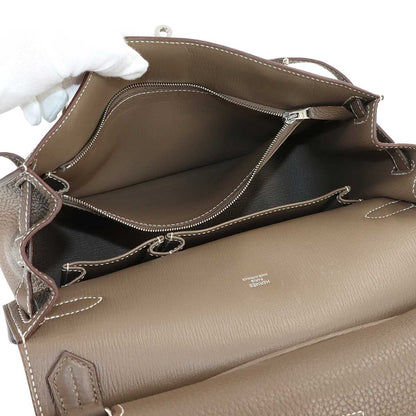 Hermes Jypsiere 28 Shoulder Bag Taurillon Clemence Etoupe Silver