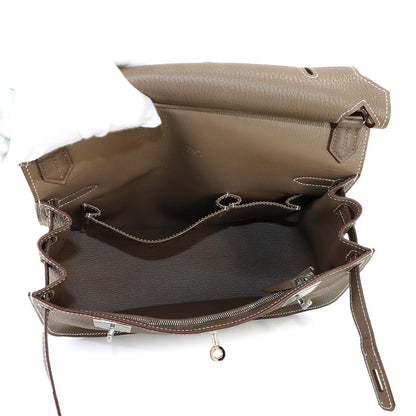 Hermes Jypsiere 28 Shoulder Bag Taurillon Clemence Etoupe Silver