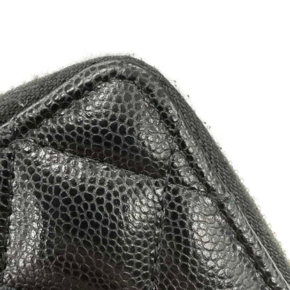 Chanel Trifold Wallet Classic Small Flap Zip Caviar Leather Black