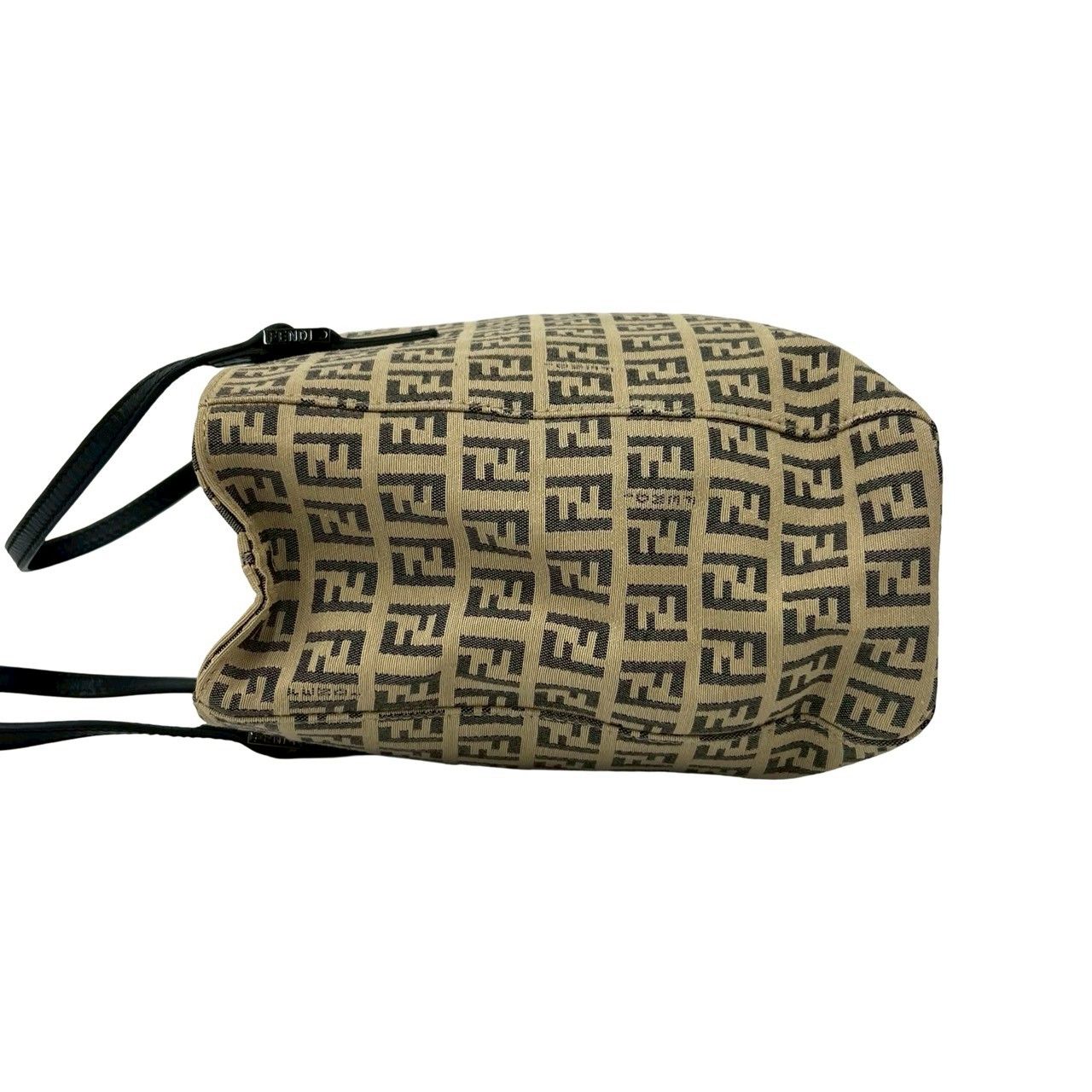 Fendi Zucchino FF Logo Pattern Nylon Leather Mini Tote Beige Black