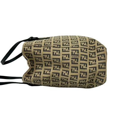 Fendi Zucchino FF Logo Pattern Nylon Leather Mini Tote Beige Black