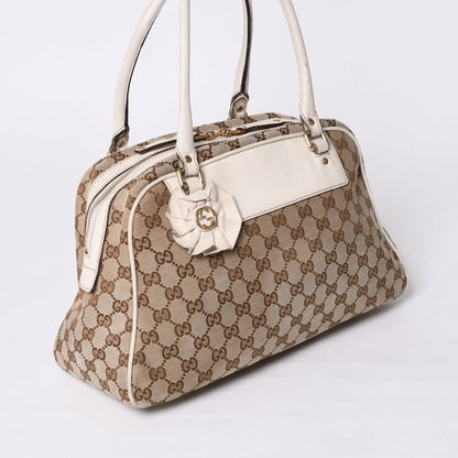 Gucci Guuci GG Canvas Shoulder Bag Beige White — view 3