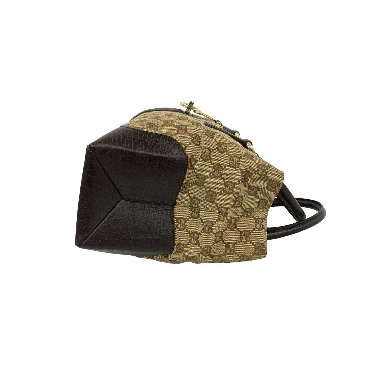 Gucci Sherry Line GG Logo Canvas Leather Tote Brown Red Green