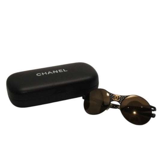 Chanel Sunglasses Eyewear CC Logo Metal Rubber Matte Black Gold