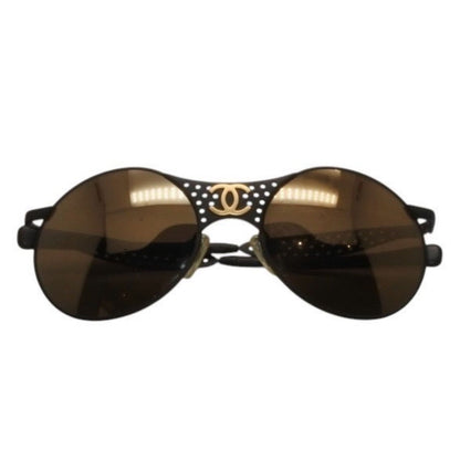 Chanel Sunglasses Eyewear CC Logo Metal Rubber Matte Black Gold — view 2