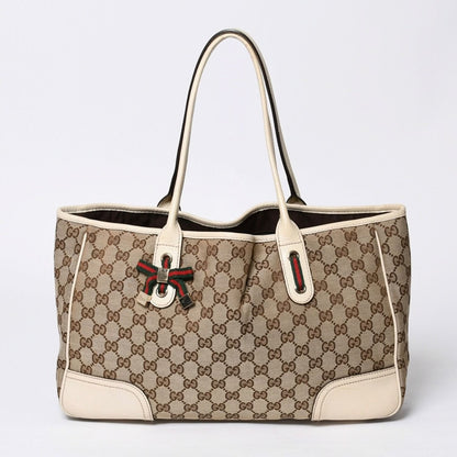 Gucci Handbag GG Canvas Sherry Line Leather Beige