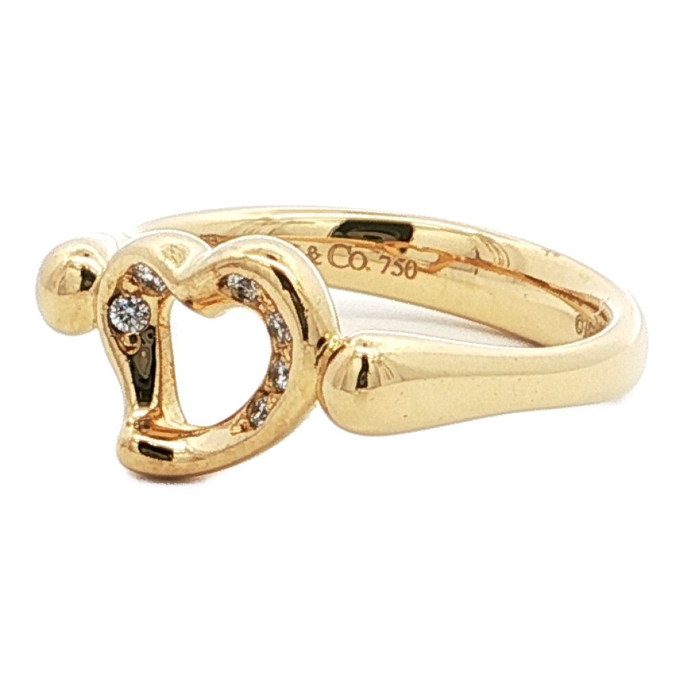 Tiffany & Co Open Heart Diamond Ring 18k Yellow Gold 49