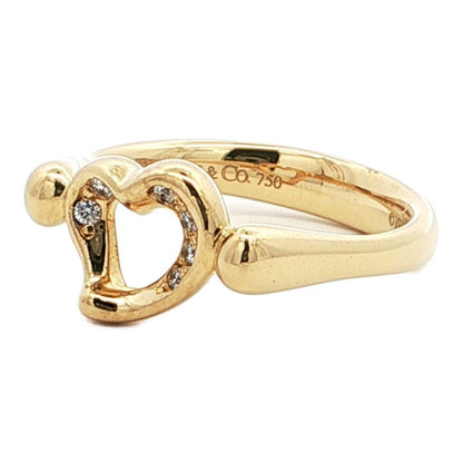 Tiffany & Co Open Heart Diamond Ring 18k Yellow Gold 49