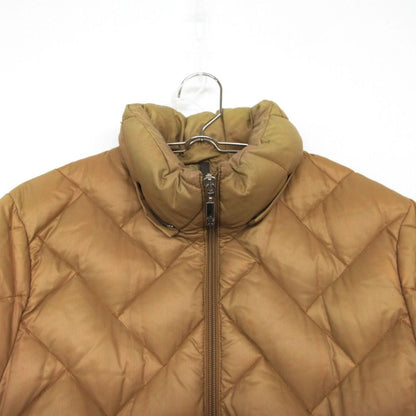 Moncler Down Jacket Brown Tag Quilted Coat Detachable Fur Beige