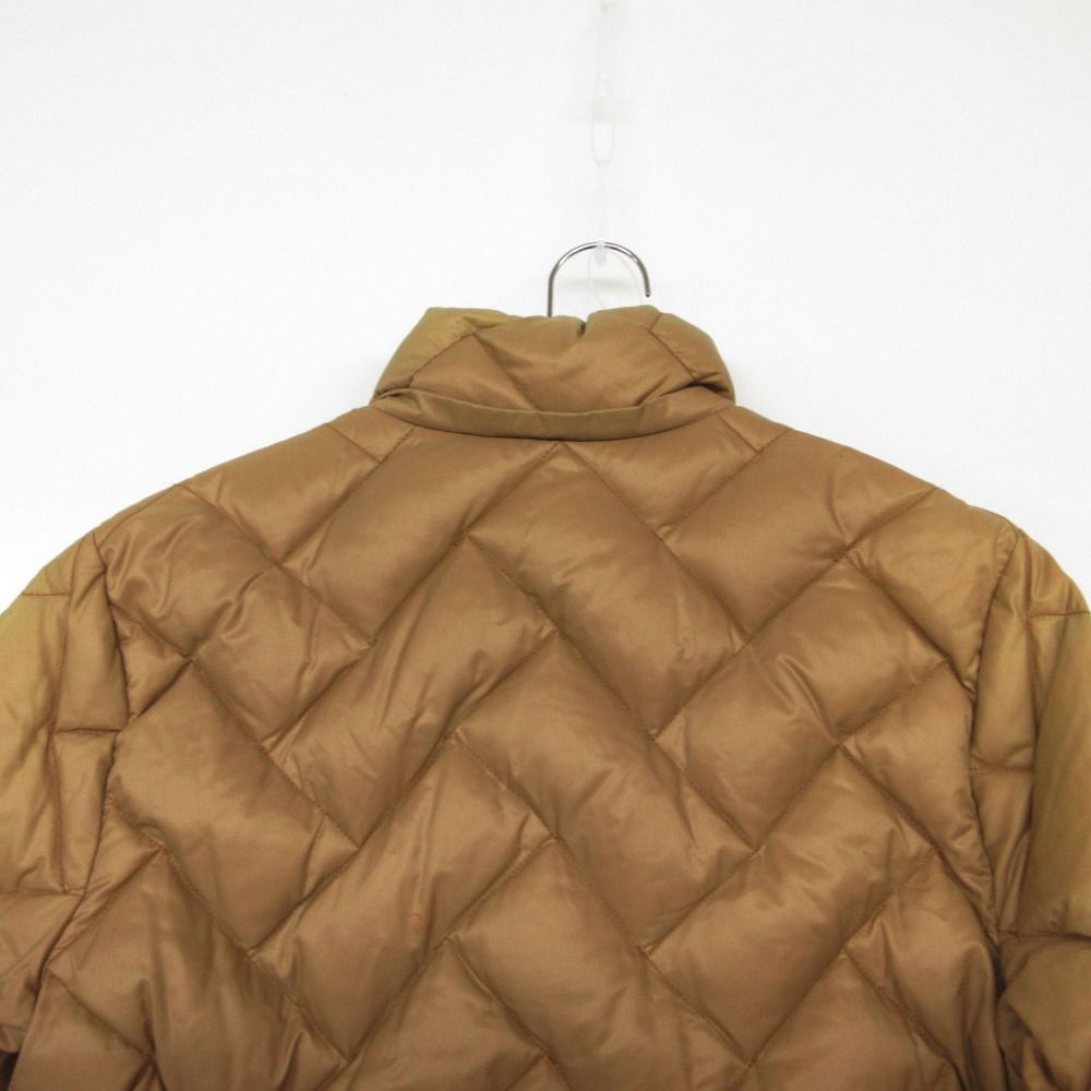 Moncler Down Jacket Brown Tag Quilted Coat Detachable Fur Beige