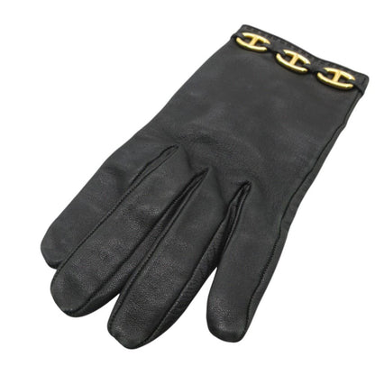 Hermes Gloves Leather Gold Chaine D'ancre 6 2 1 Black