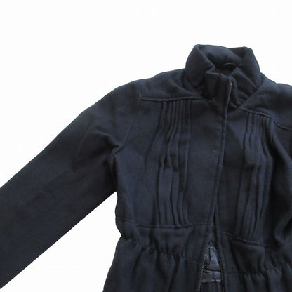 Prada Jacket Virgin Wool Gathered Short Length Cropped Dark Navy