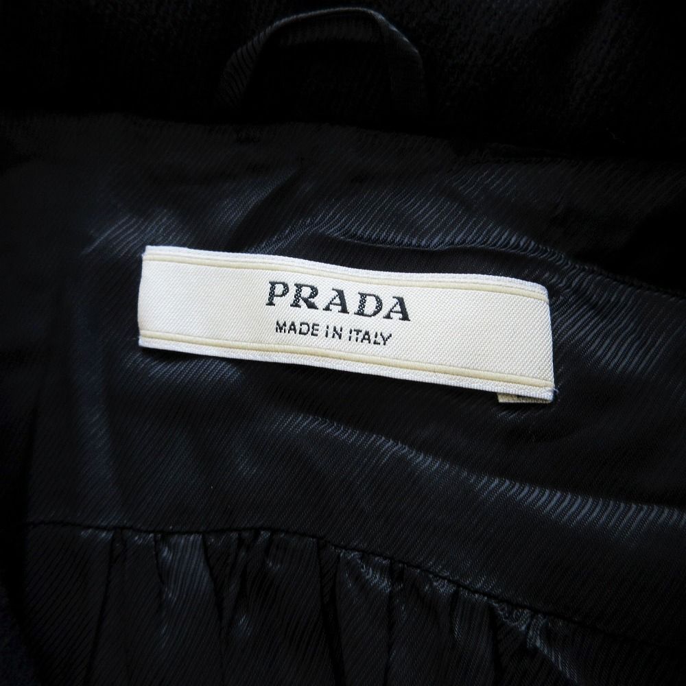 Prada Jacket Virgin Wool Gathered Short Length Cropped Dark Navy