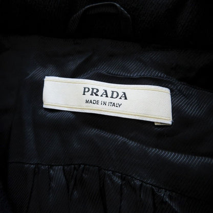 Prada Jacket Virgin Wool Gathered Short Length Cropped Dark Navy