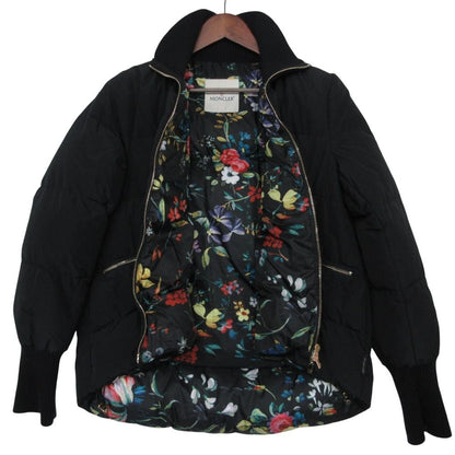 Moncler Down Jacket Zoe Zip Up Outer Short Length Tropical Pattern Lining Black