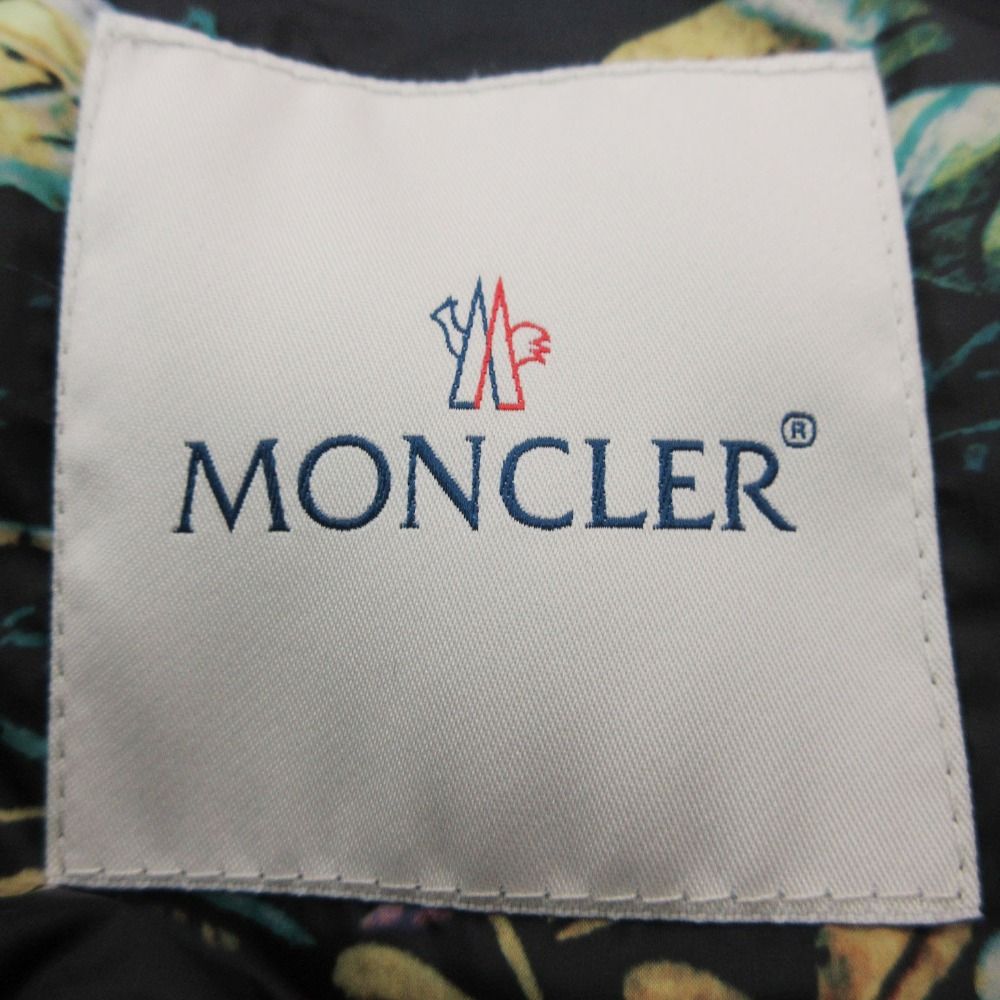 Moncler Down Jacket Zoe Zip Up Outer Short Length Tropical Pattern Lining Black