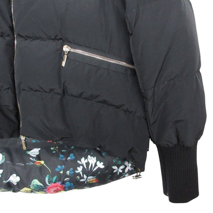 Moncler Down Jacket Zoe Zip Up Outer Short Length Tropical Pattern Lining Black